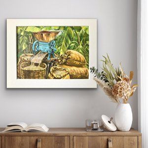 8x10" Colombia Cafe Quindo Art Print (w/mat): Coffee Beans - HOME